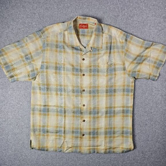 Tommy Bahama Silk Shirt Button Down Large Plaid - Picture 1 of 7